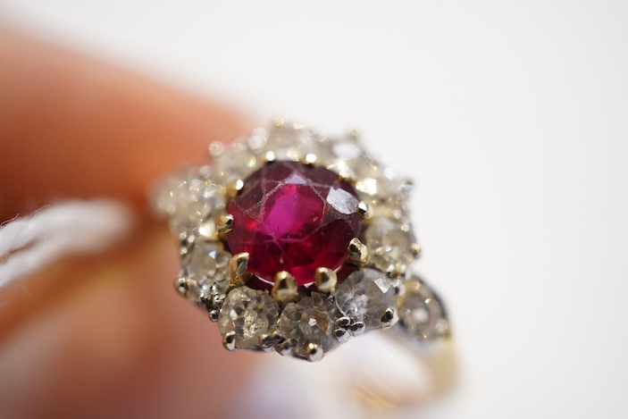 A ruby and diamond ring, circa 1900